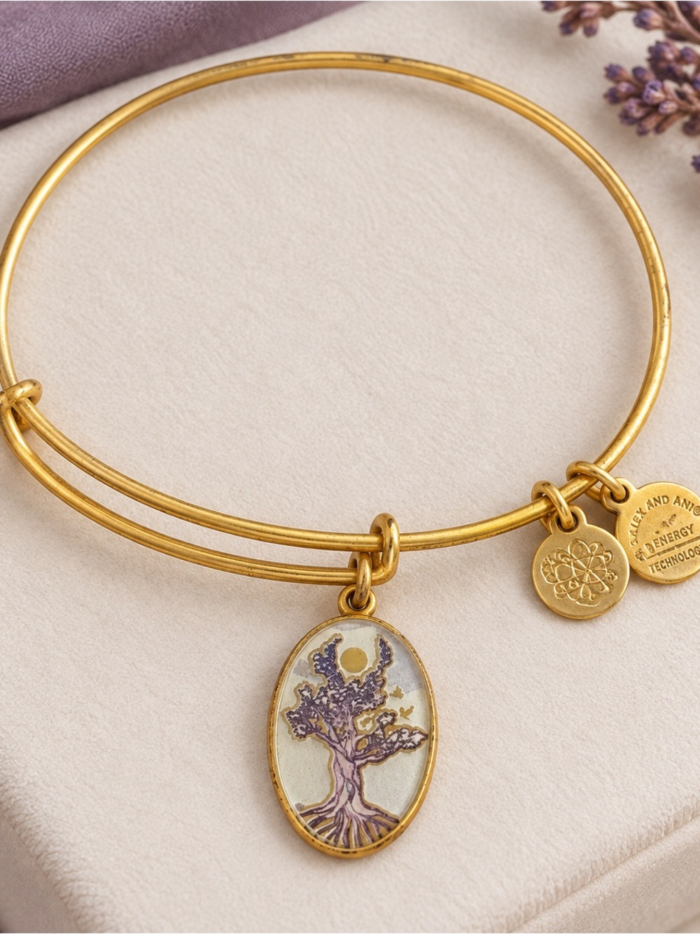Alex and Ani tree of life Purple Gold-Tone Expandable Bangle
